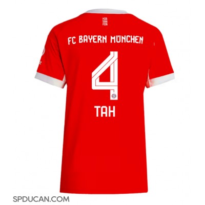Zenski Nogometni Dres Bayern Munich Jonathan Tah #4 Domaci 2025-26 Kratak Rukav Zenski Nogometni Dres Bayern Munich Jonathan Tah #4 Domaci 2025-26 Kratak Rukav